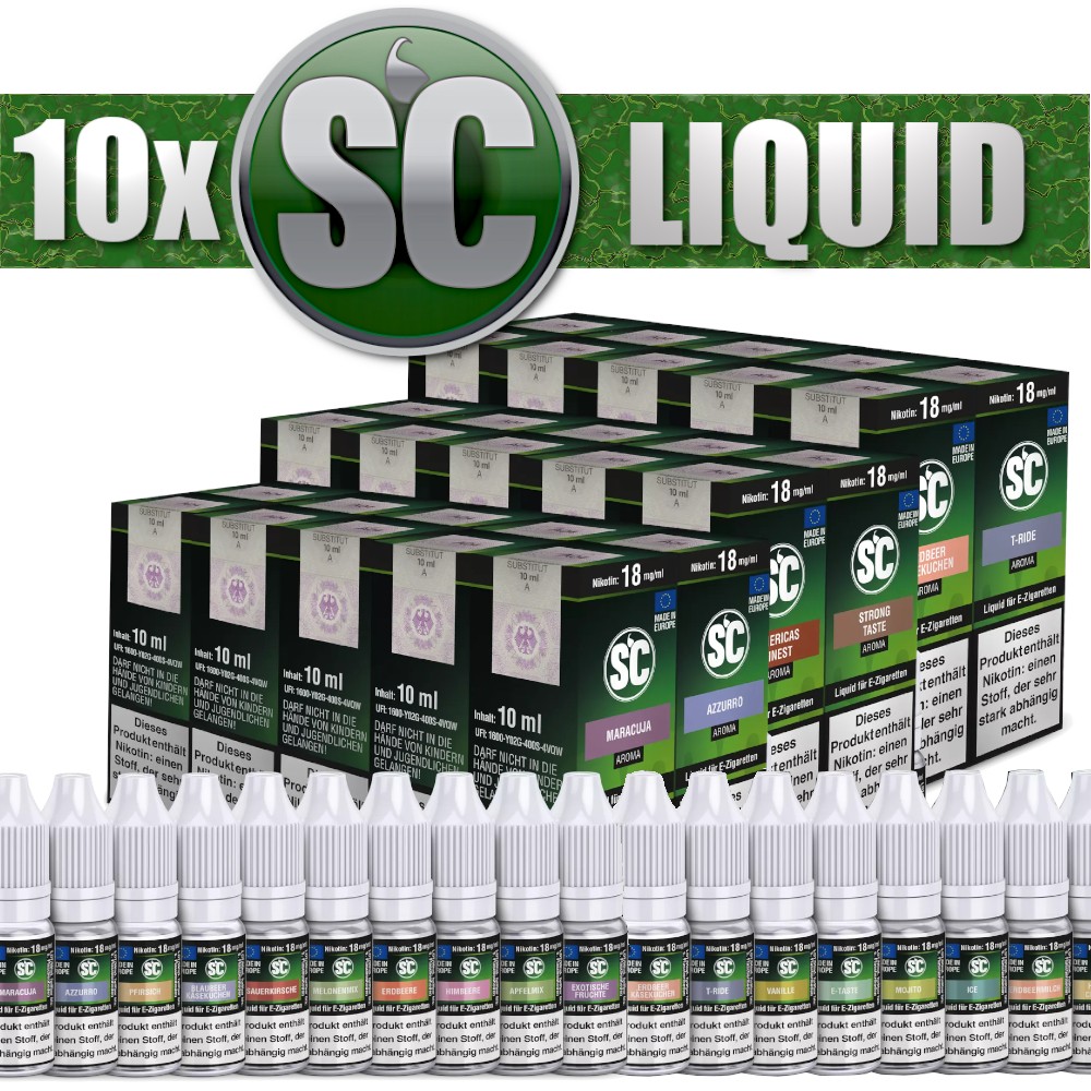10x 10ml SC Liquid alle Sorten - 100ml E-Liquid