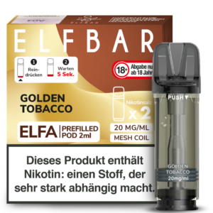 Elfbar – Elfa Pod Golden Tobacco 20 mg/ml (2 Stück pro Packung)
