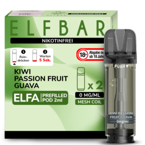 Elfbar – Elfa Pod Kiwi Passion Fruit Guava 0 mg/ml (2 Stück pro Packung)