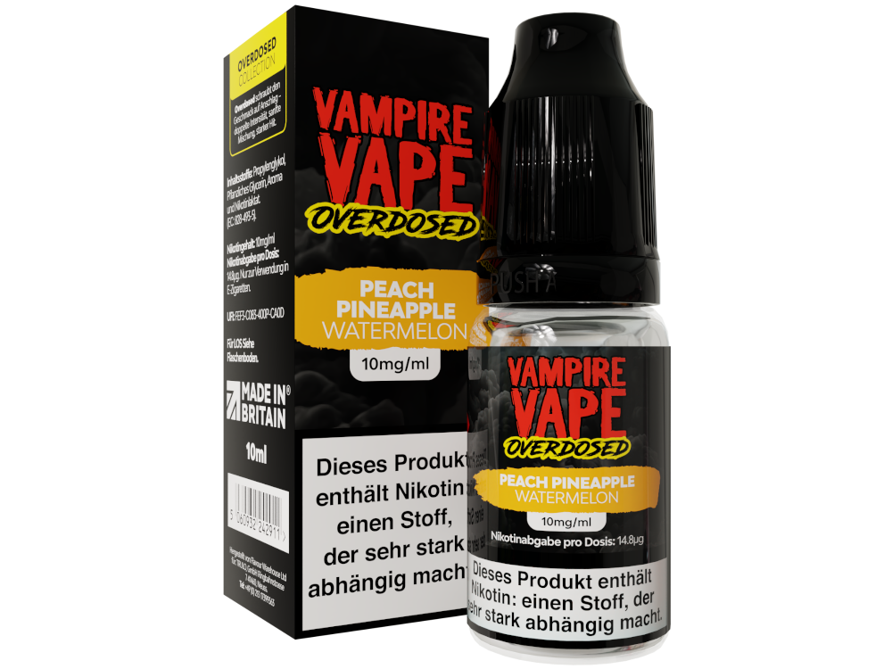 Vampire Vape - Overdosed - Peach Pineapple Watermelon - Nikotinsalz Liquid 10 mg/ml