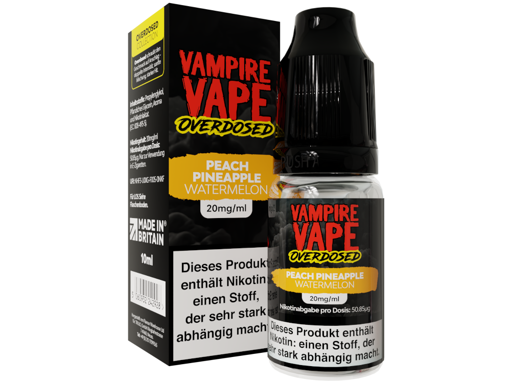 Vampire Vape - Overdosed - Peach Pineapple Watermelon - Nikotinsalz Liquid 20 mg/ml