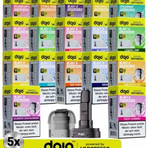 5x Vaporesso Dojo Blast X 10ml Nachfülltank 20mg Nikotinsalz Liquid + 5x Leerpod