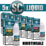 5x 10ml SC Nikotinsalz Probierbox Nic Salt Liquid mit Aroma – 50 ml E-Liquid