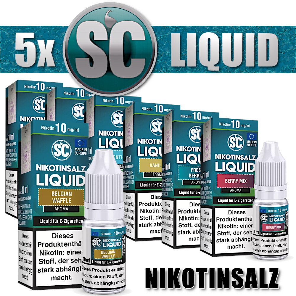 5x 10ml SC Nikotinsalz Probierbox Nic Salt Liquid mit Aroma - 50 ml E-Liquid