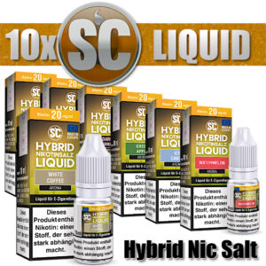 10x 10ml SC HYBRID Nikotinsalz Probierbox Nic Salt Liquid Aroma – 100ml E Liquid