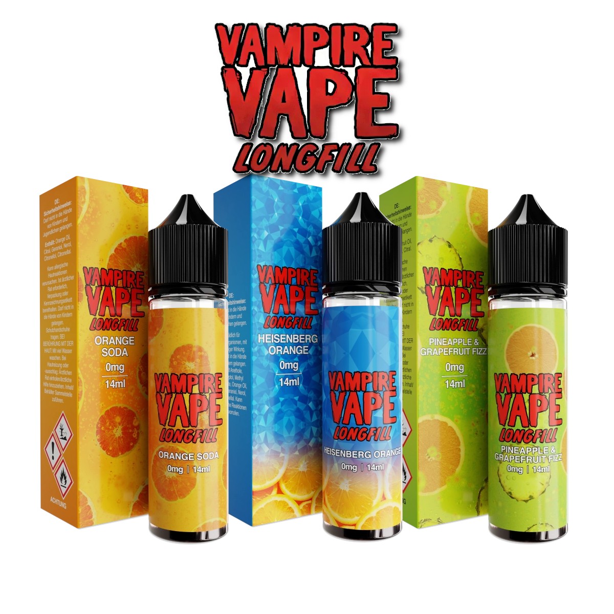 Vampire Vape Longfill mit 14 ml Aroma Liquid Konzentrat Heisenberg Orange