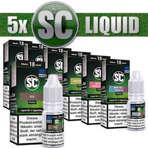5x 10ml SC Liquid Probierbox Tabak Frucht Gourmet Menthol – 50ml E-Liquid