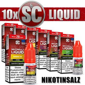 10x 10ml SC RED LINE OVERDOSED Liquid Nikotinsalz Probierbox Nic Salt E-Liquid