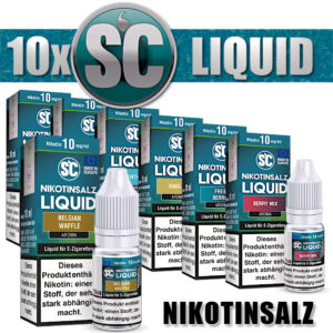 10x 10ml SC Nikotinsalz Probierbox Nic Salt Liquid mit Aroma – 100 ml E-Liquid