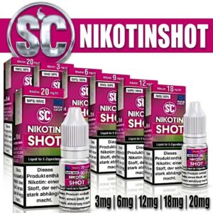 3 – 20mg SC Nikotin Shots 5 – 40 x 10 ml 50/50 70/30 Nikotinshot für E Liquid