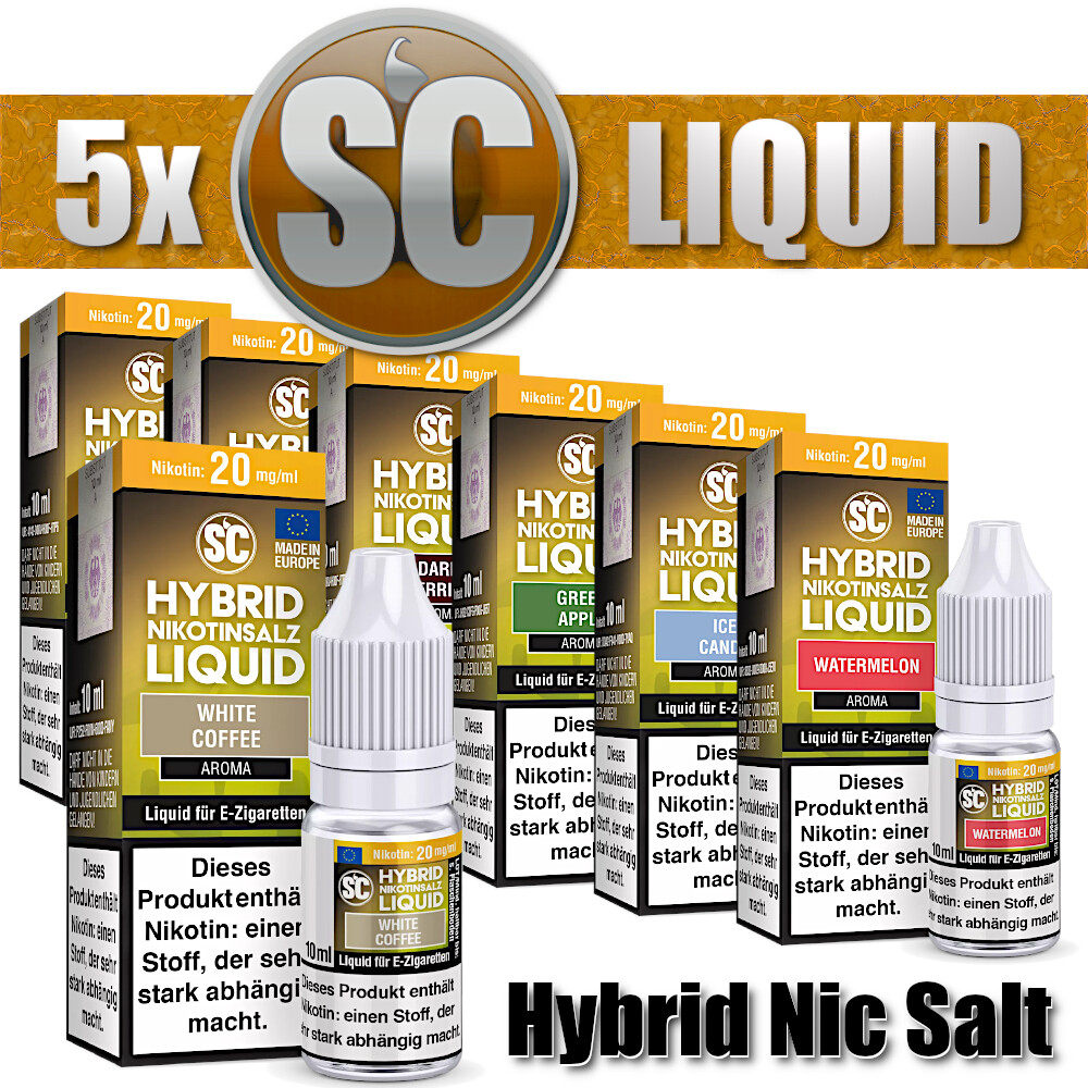 5x 10ml SC HYBRID Nikotinsalz Probierbox Nic Salt Liquid Aroma - 50ml E Liquid
