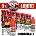 5x 10ml SC RED LINE OVERDOSED Liquid Nikotinsalz Probierbox Nic Salt E-Liquid