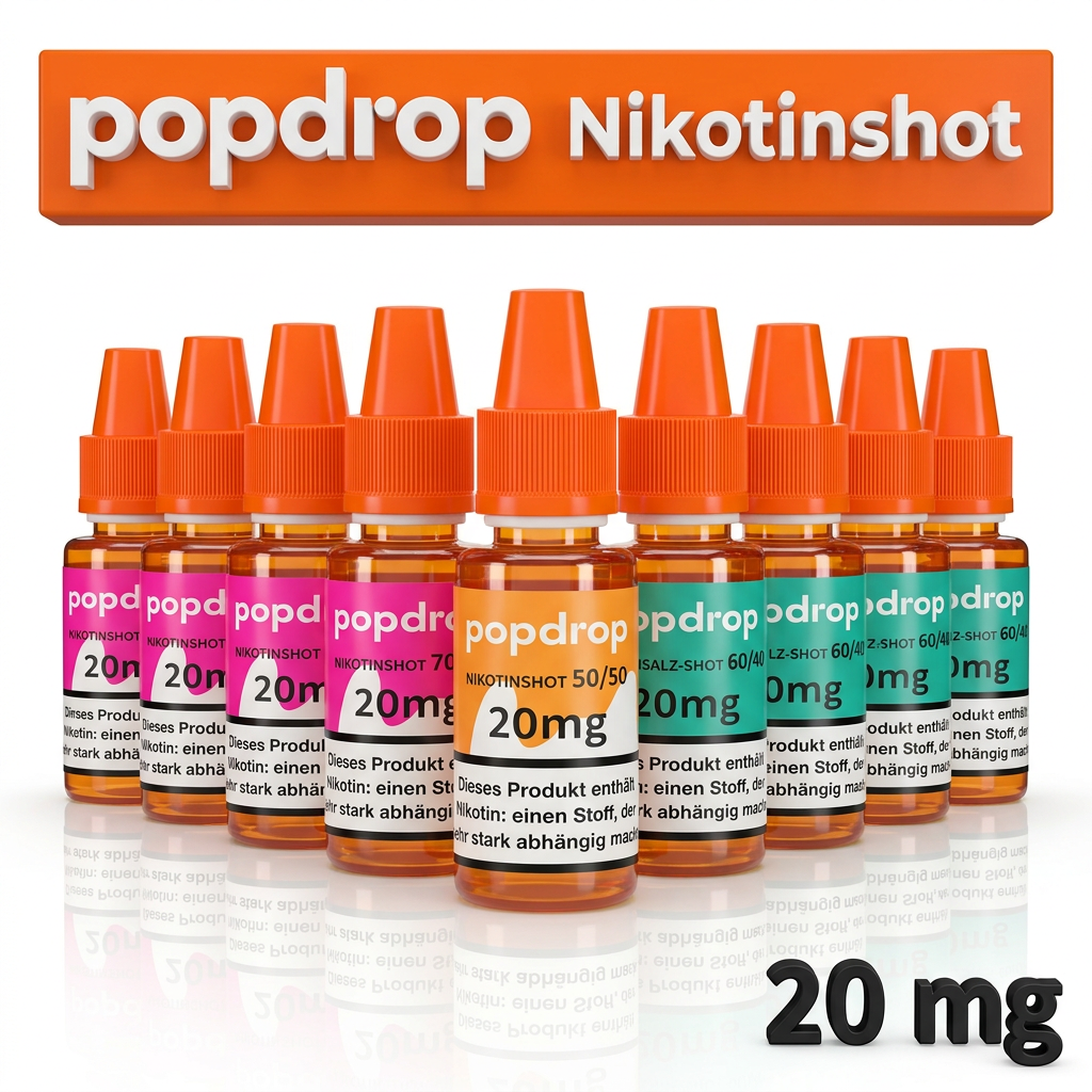 POPDROP 20mg Nikotin Shots 3-50x 10ml 50/50 70/30 60/40 Nikotinshot für E Liquid