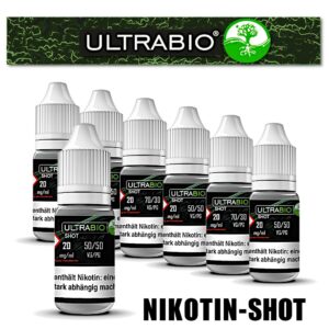 20mg ULTRABIO Nikotin Shots 10x10ml 50/50 – 70/30 Nikotinshot Base für E Liquid