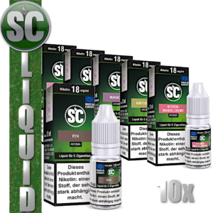 SC Liquid 10x 10ml Probierbox Tabak Frucht Gourmet alle Sorten – 100ml E-Liquid