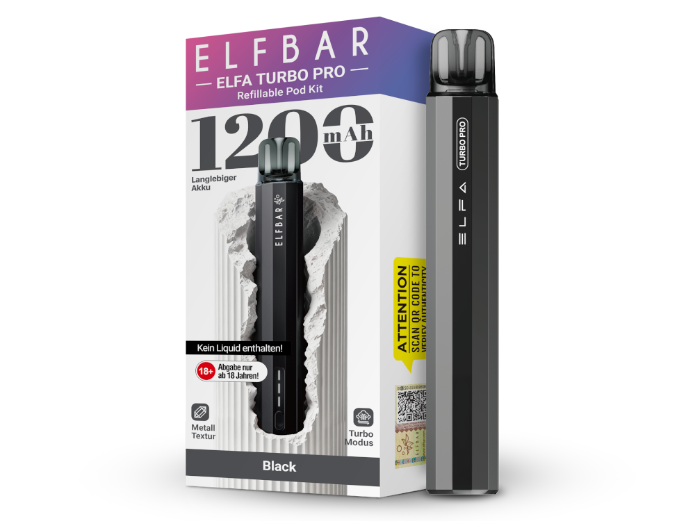 Elfbar - Elfa Turbo Pro E-Zigaretten Set Black