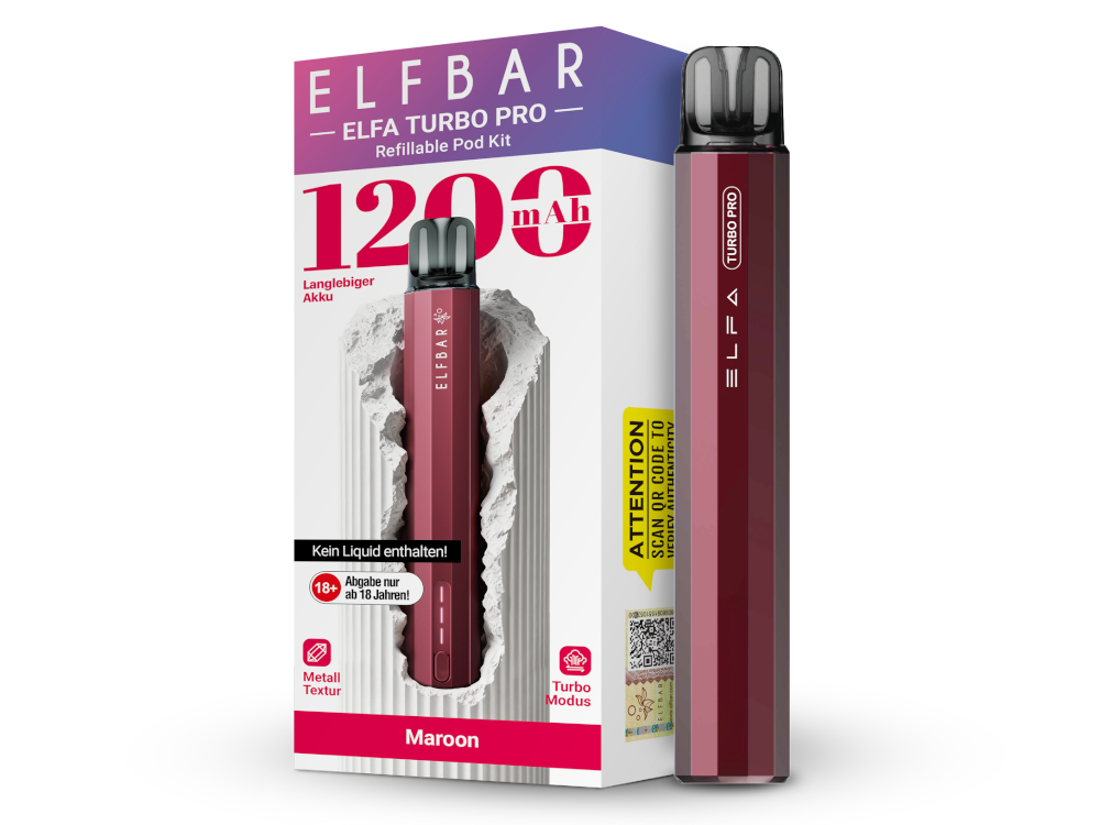 Elfbar - Elfa Turbo Pro E-Zigaretten Set Maroon