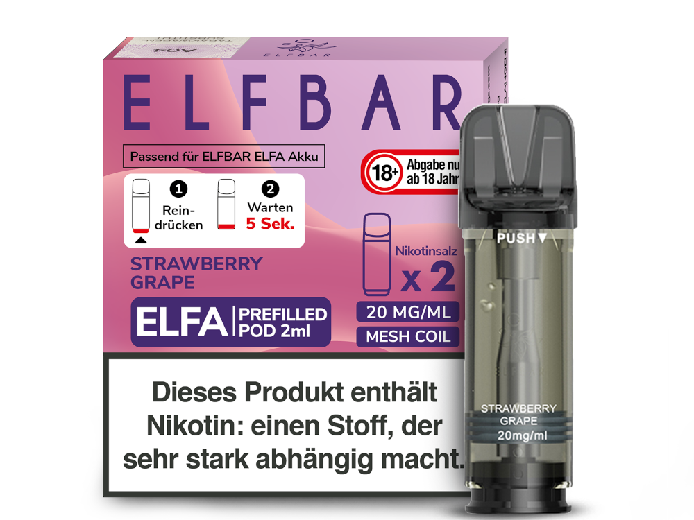 Elfbar - Elfa Pod Strawberry Grape 20 mg/ml (2 Stück pro Packung)