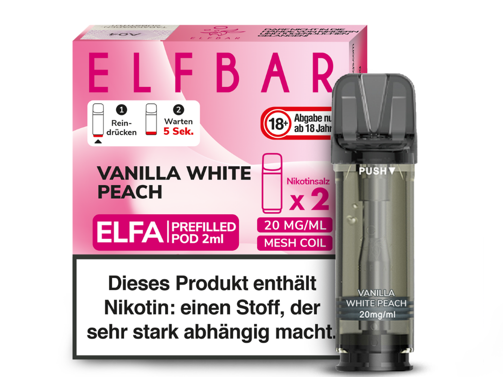 Elfbar - Elfa Pod Vanilla White Peach 20 mg/ml (2 Stück pro Packung)