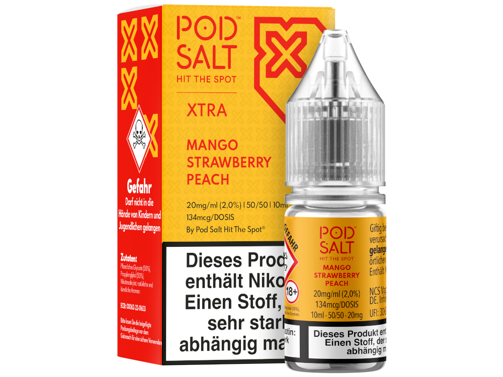 Pod Salt Xtra - Mango Strawberry Peach Nikotinsalz Liquid