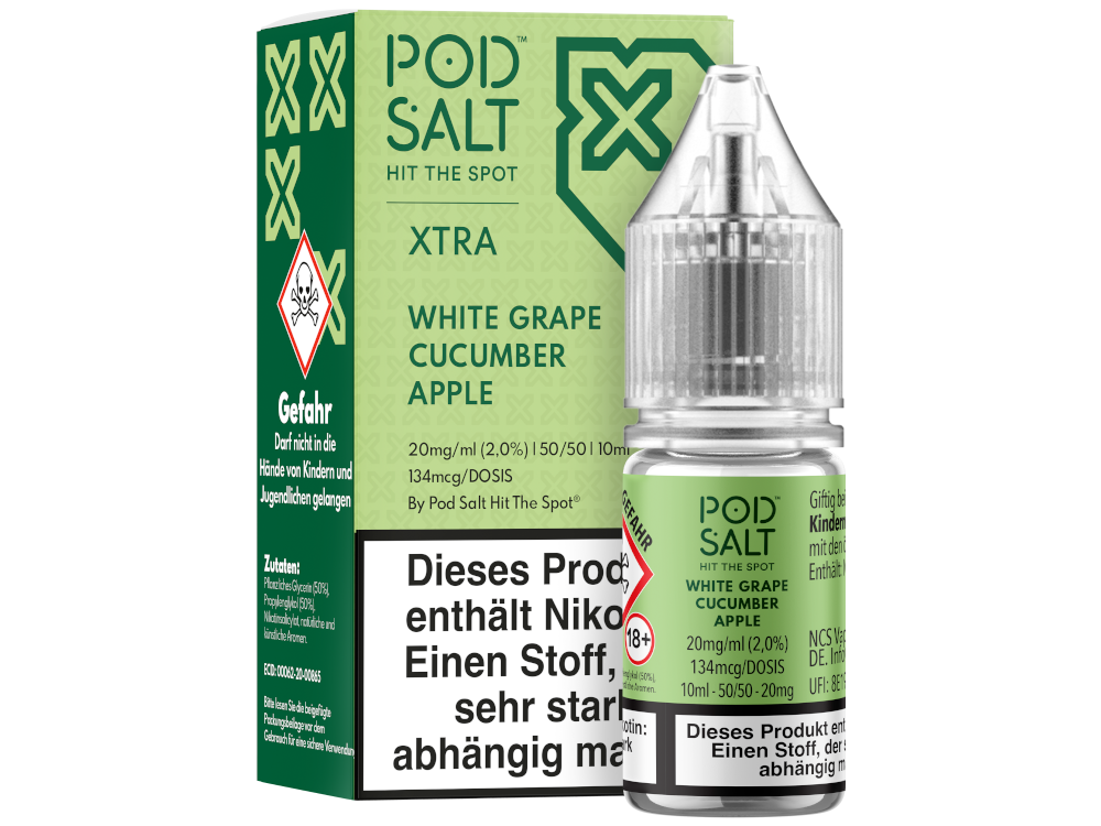 Pod Salt Xtra - White Grape Cucumber Apple Nikotinsalz Liquid